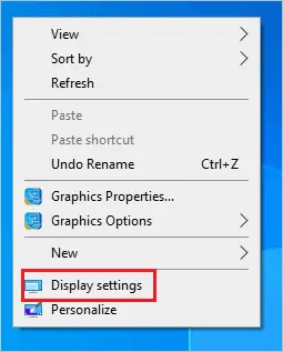 Open Display settings to rotate screen in windows 10