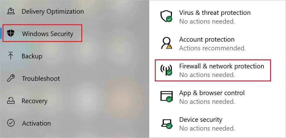 Open Firewall & network protection