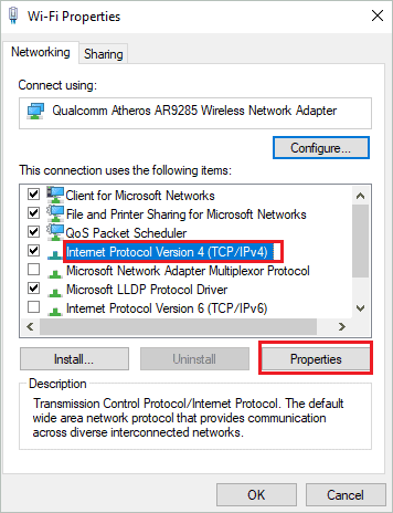 Open IPv4 Properties