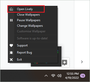 Open Lively for how to get live wallpapers on windows 11