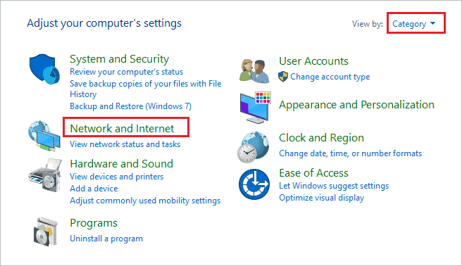 Click on Network and Internet