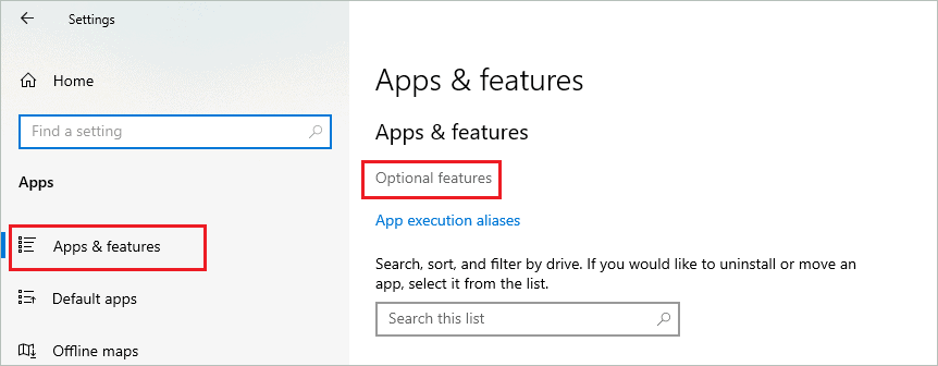Click on Optional features