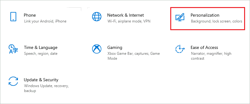 Open Personalization section in Windows Settings for how to move taskbar windows 10