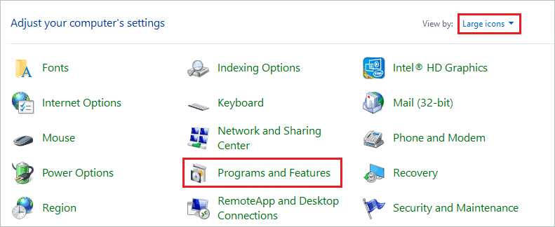 Open Programs and Features