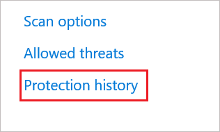  Open Protection history for windows defender offline scan