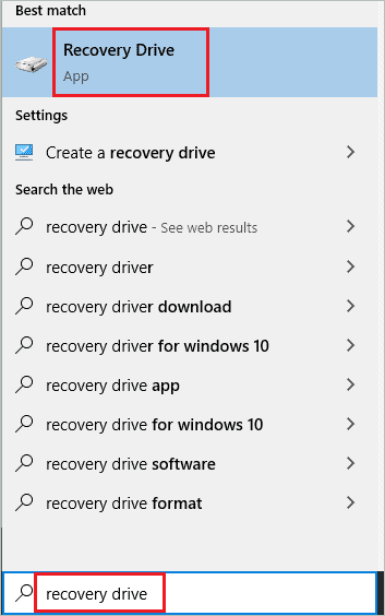 Open Recovery Drive