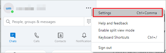Open Skype Settings to stop Skype from starting automatically in Windows 10.