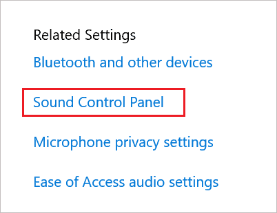 Click on Sound Control Panel for how to change audio output on windows 10