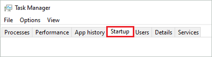 Click on Startup