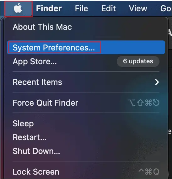 Open System Preferences from Apple menu