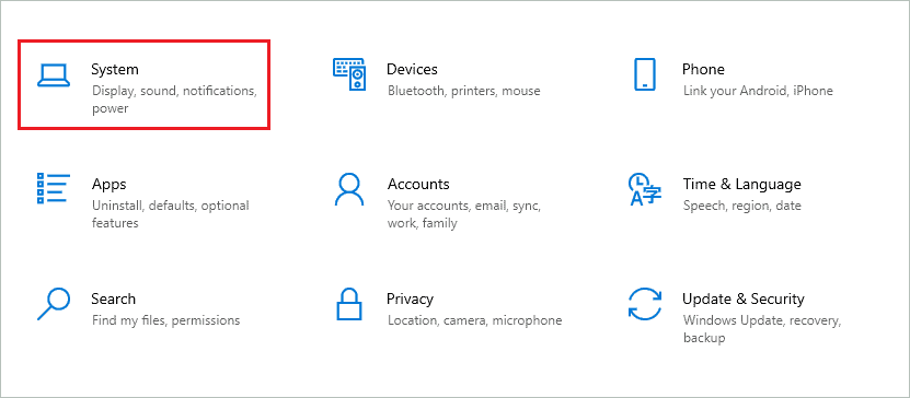 Open System settings