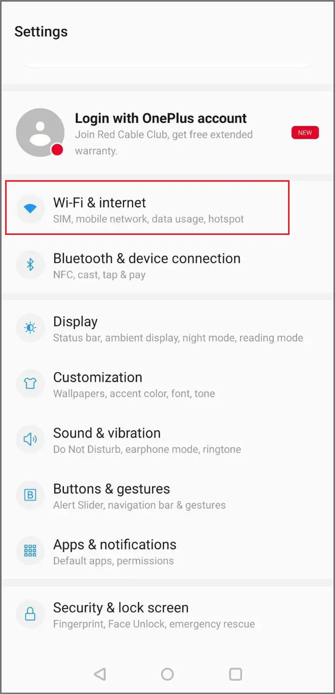 Open Wi-Fi & internet in Settings app