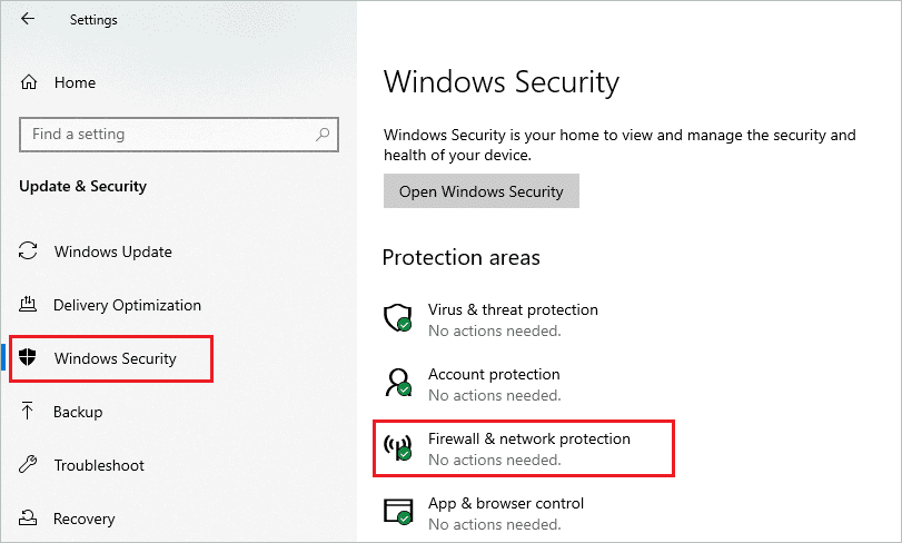 Open Windows Firewall settings