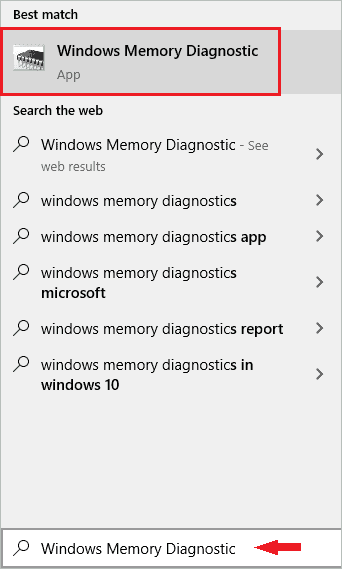 Open Windows Memory Diagnostic