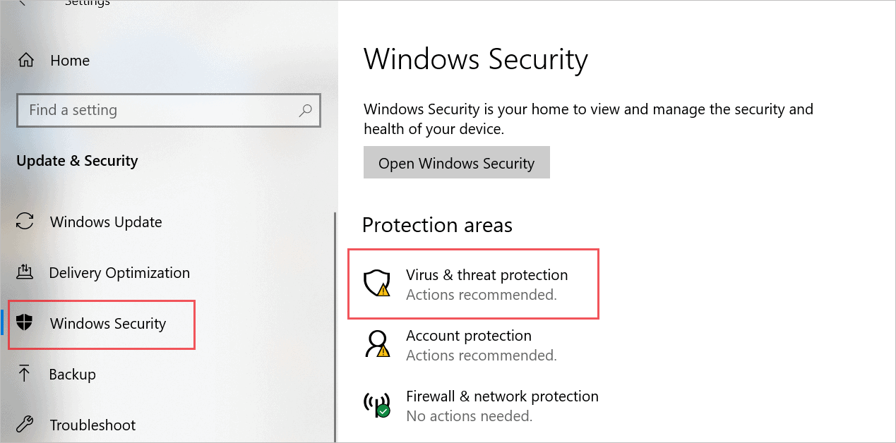Open Windows Security 1