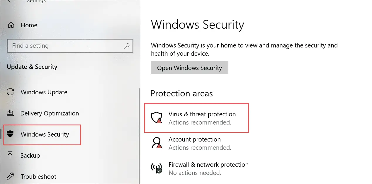 Open Virus & threat protection