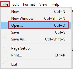Open a word file in notepad