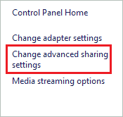 Open advanced sharing settings to fix computer not showing up on network