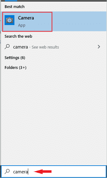 Open Camera app from the start menu