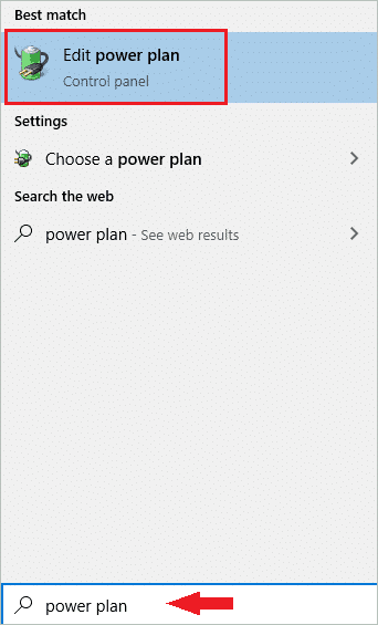 Open edit power plan