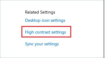 Open high contrast settings
