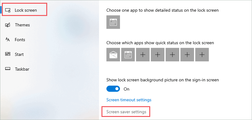 Open screen saver settings