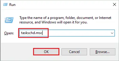Open the Task Scheduler window to fix antimalware service executable high memory usage