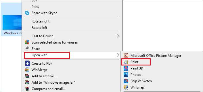 Open the image with Paint