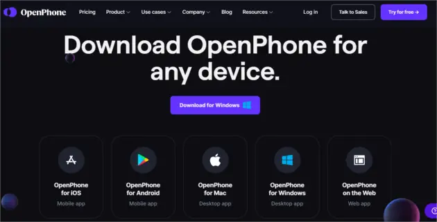 OpenPhone texting app for computer