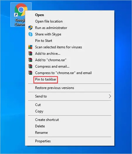 Pin Chrome to the Taskbar to fix google chrome won't open
