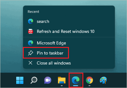 Pin to taskbar