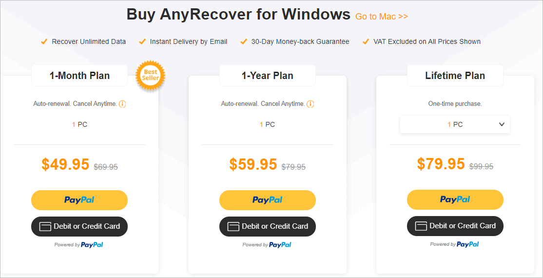 Pricing plans for Windows