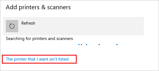 Click on The printer that I want isn’t listed