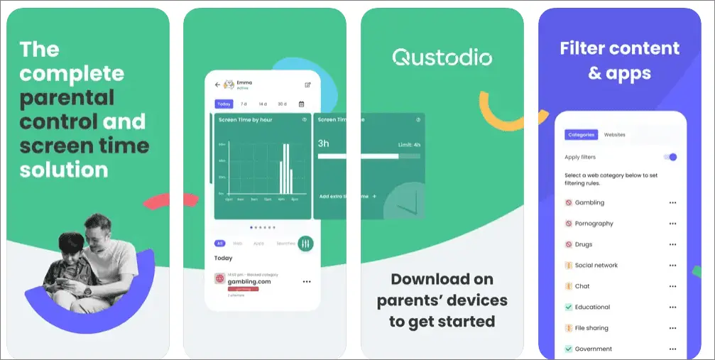 Qustodio free parental control app for iphone