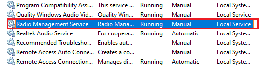 Radio management services running