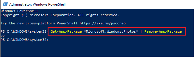 Uninstall Photos app