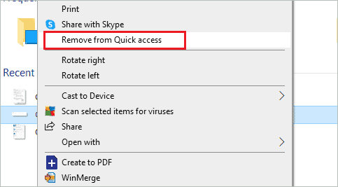 Remove recent documents from Quick access