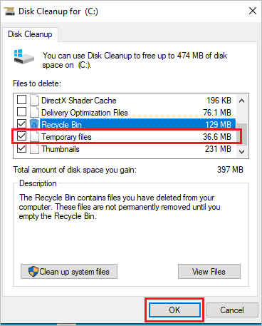 Delete Temporary files from your computer  to fix memory management error