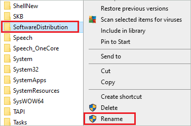 Rename the SoftwareDistribution folder