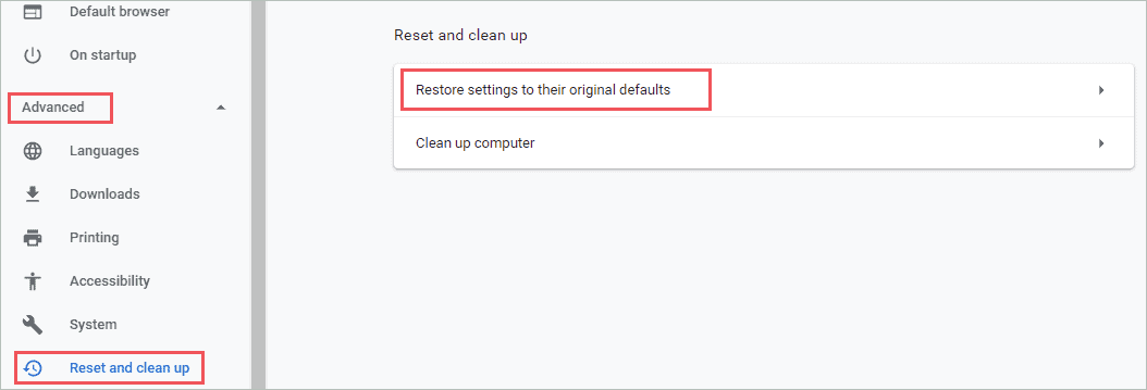 Reset Chrome settings