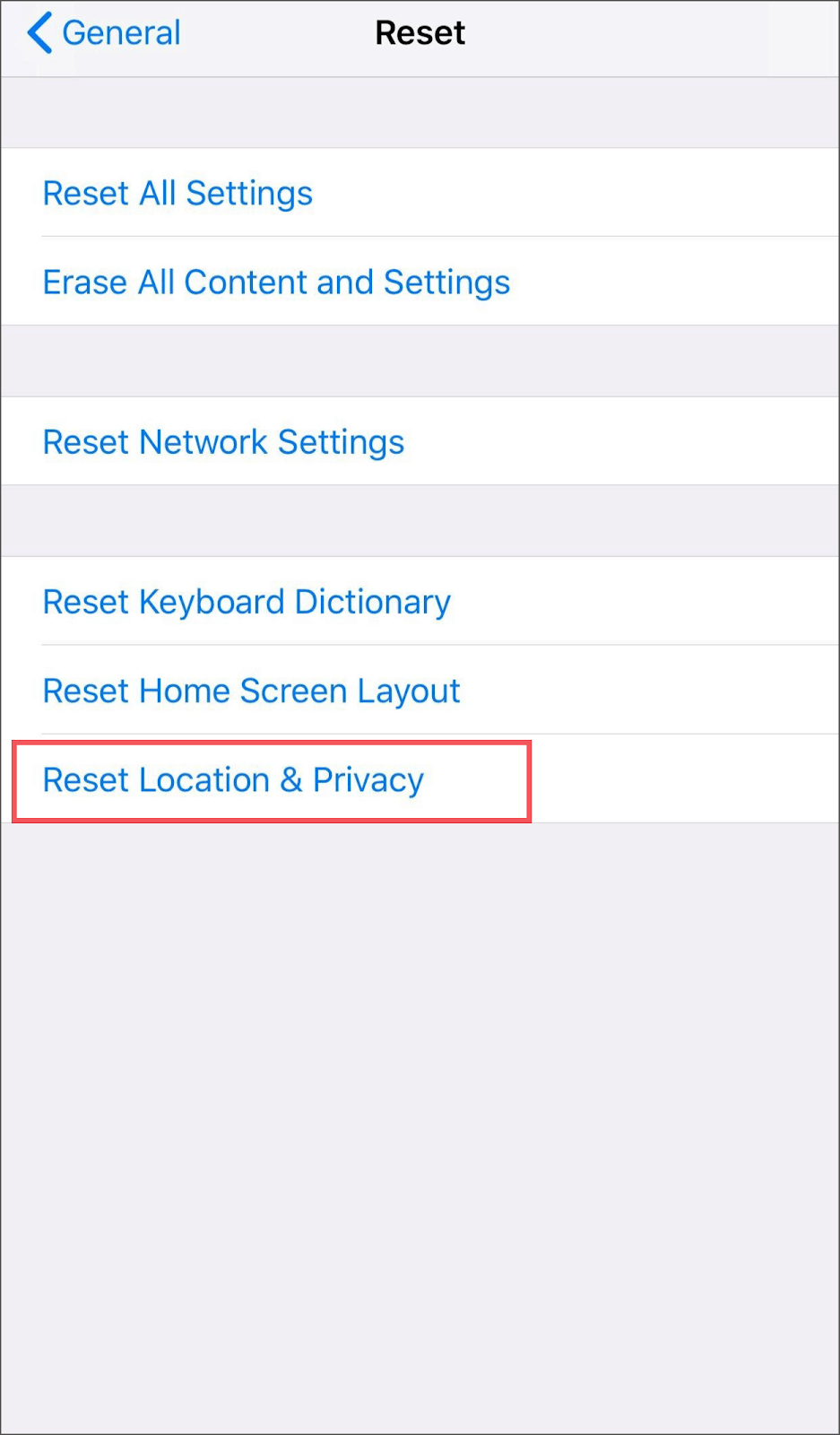 Reset Location Privacy