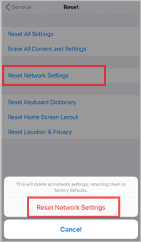 Reset Network Settings to fix airdrop not working