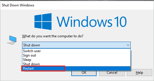 Restart when windows 10 start menu not working
