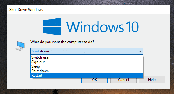 Restart Windows 10 system