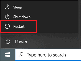 Press Shift and click on Restart