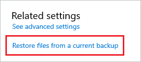 Click on Restore files from a current backup