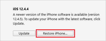 Restore when iphone won't update