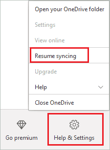 Resume syncing