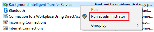 Run BITS troubleshooter as administrator
