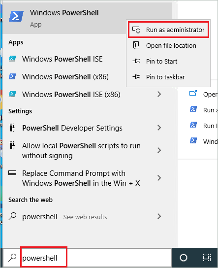 Open PowerShell with admin rights
